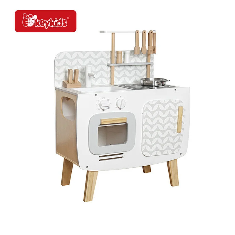 Customize nordic style pretend play wooden toy kitchen set for kids W10C863
